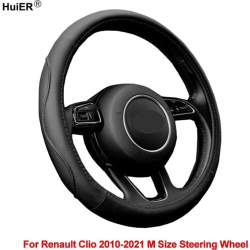 Car Steering Wheel Cover Wrap For Renault Clio 2010 - 2019 2020 2021 M Size Braid on the Steering wheel Car Accessories Volant