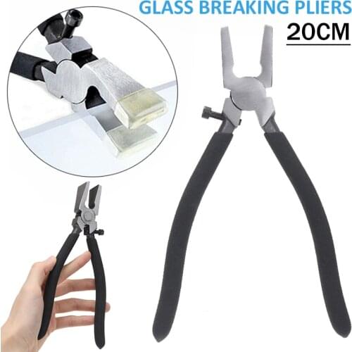 Glass Break Pliers Flat End Breaking Glass Grozing Pliers Tool Hand Tools Locking Pliers with Rubber Tip