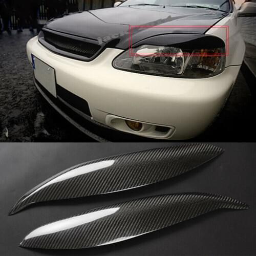 Fit for 1999-2000 HONDA CIVIC Real CAEBON FIBER HEADLIGHT COVER EYELID EYEBROW EYE LID BROW