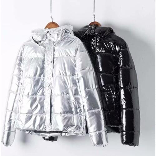Silver Womens jacket Womens mid-Length silver jacket Warm Coat for Women High Quality Hooded Jacket Hot