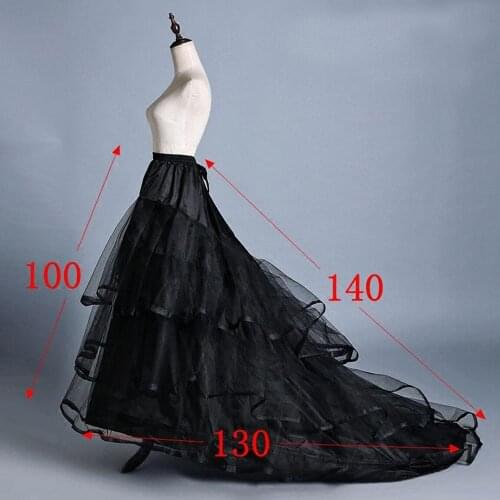 Chic Black Long Petticoat In Stock Real Image Crinoline Tulle Elastic Ball Gown Underskirt Wedding Accessories