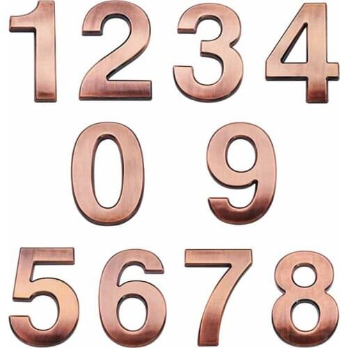Reflective Number Sticker Adornment Letters For Window Bronze 3D Self-adhesive Durable Waterproof Home Decor Door Numbers