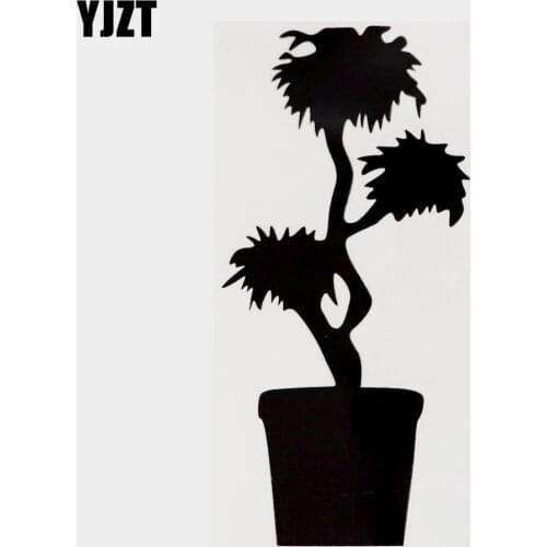 YJZT 8.5CM×18.1CM Fashion Flower Plant Pot Silhouette Vinyl Car Sticker Decal Black/Silver 18B-0211