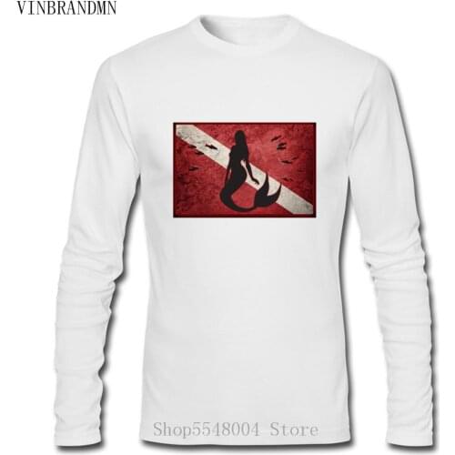 Funny Swimming Dive Mens Tee Shirt Classic Prin Cotton Diver T-Shirt Apparel Scuba Diving Design Scuba Dive Flag Mermaid Tshirt