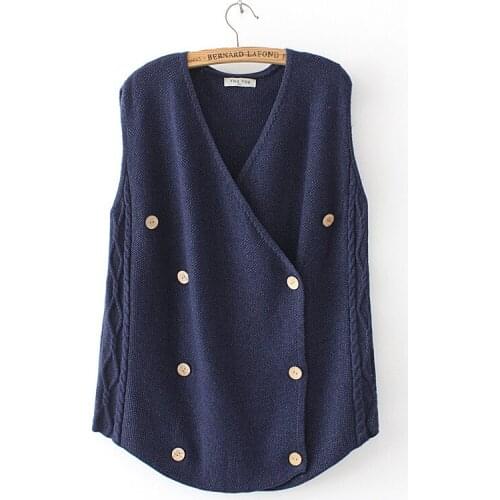 Women Sweater Vest Oversize Sleeveless Cardigan Autumn Winter Loose Jumper Double Breasted V Neck Knitwear Fashion 2020