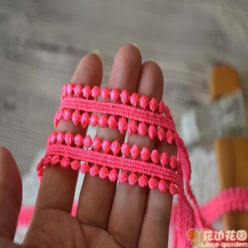 Low-Cost 1Yard 1.6Cm Wide Pink Continuous Dot Floral Venise Lace Trim with Design for Wedding Bridal,Garment Decoration