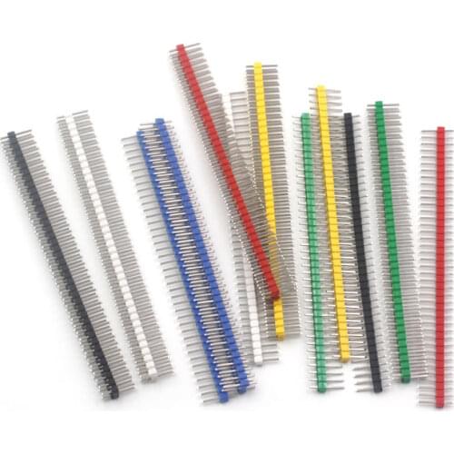 120Pcs Multicolor 2.54mm 40Pin Male Single Row Pin Header Strip 6-Color for Arduino DIY Gold-plated High-quality
