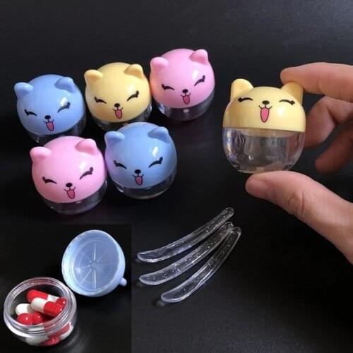 2pcs Cartoon Clear Storage Box Pill Case Plastic Bottle Drug Container Capsule Shell Weekly Tablet Medicine Splitters Holder Box