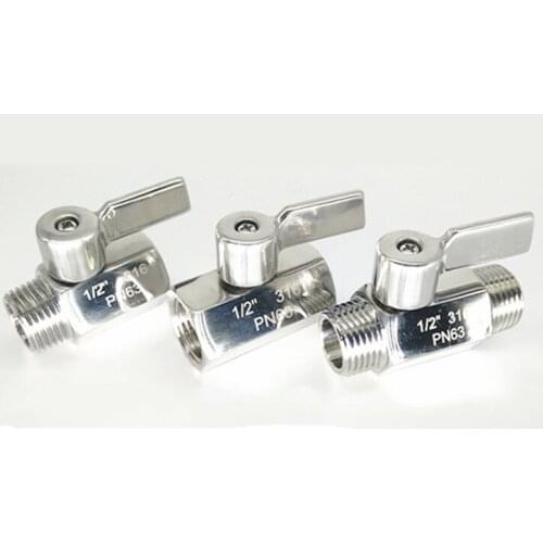 304 Stainless Steel Double Inner and Outer Wire Mini Ball Valve Thread MINI Ball Valve Stainless Steewith handle