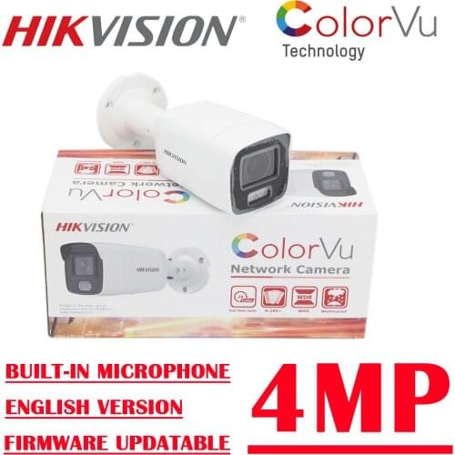 4MP POE DS-2CD2047G2-LU New Hikvision CCTV Ip Camera Surveilance Colorvu Full Color Fixed Bullet Network Built-in Microphone