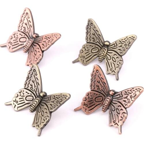 8PCS Vintage Style Butterfly Drawer Knobs Cupboard Door Handles Pulls Kids Children Furniture Knobs Zinc Alloy Hardware 42mm