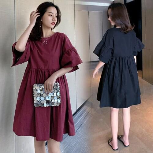807# Maternity Clothes Summer Cotton And Linen Short Sleeve Easy Matching Loose Stylish Dress for Pregnant Women Mom Dress