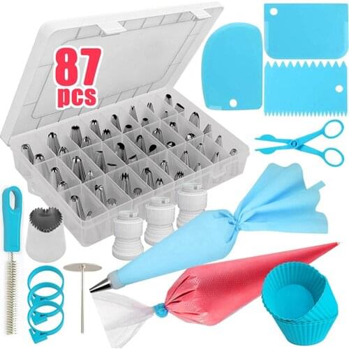 87pcs/set Rose Pastry Nozzles Cake Decorating Tools Flower Icing Piping Nozzle Cream Cupcake Tips Baking Accessories
