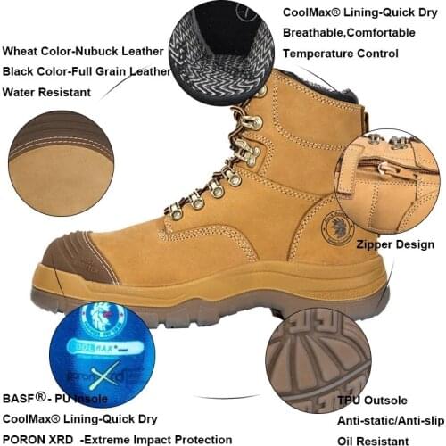 Anti-static, anti-smashing, waterproof, non-slip safety shoes, Martin boots, mens fashion, good quality, breathable and soft