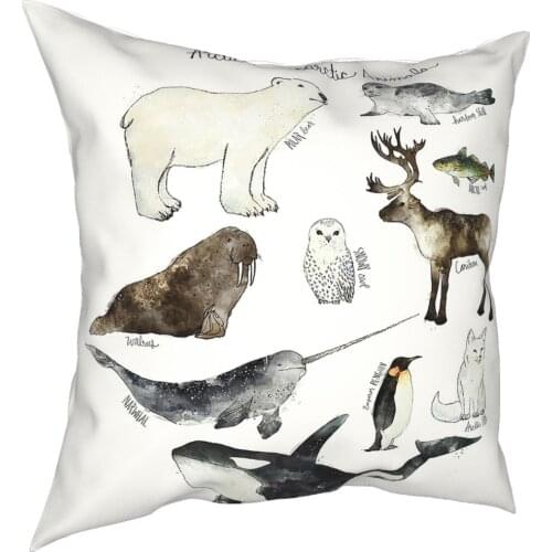 Arctic Antarctic Polar Bear Pillowcase Decoration Animal Cushions Throw Pillow for Car Polyester Double-sided Printing Creative