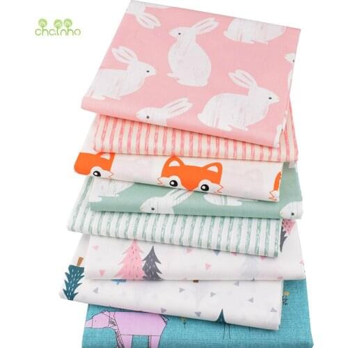 Chainho,8pcs/Lot,Cartoon Series,Printed Twill Cotton Fabric,Patchwork Cloth For DIY Sewing&Quilting Baby&Children Material CC314
