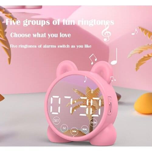 New Childrens Bluetooth Speaker Alarm Clock Children Sleep Bedside Alarm Clock Bedroom Kid Electronic Clock Snooze Alarm Clock