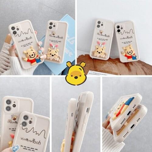 Disney Winnie Pooh 3D relief Anime phone case for iPhone 11 12 Pro Max mini 7 8 XR X XS MAX plus SE lovely shockproof cover gift
