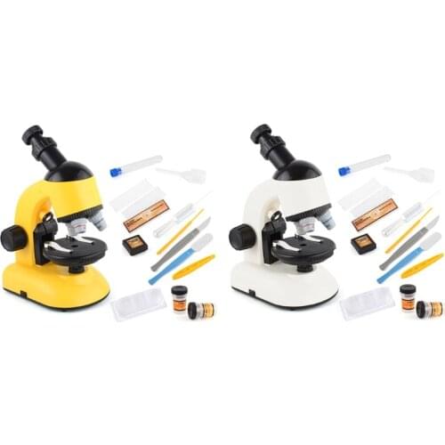 Children Biological Microscope Kit Lab LED 100X-400X-1200X Home School Science Educational Toy Gift for Kids