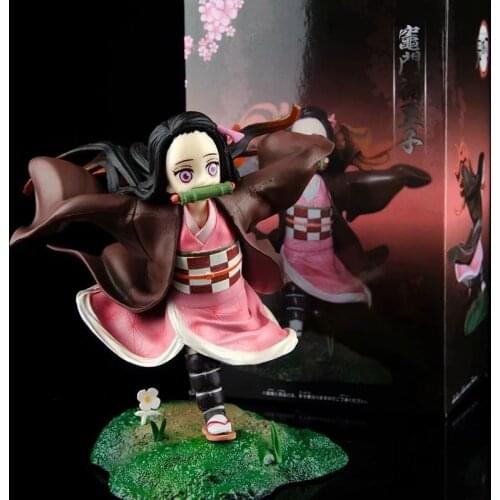 Anime Demon Slayer Blade Running Kamado Nezuko Sister Demon Slayer Team PVC Material Scene Cute Packed Hand Model
