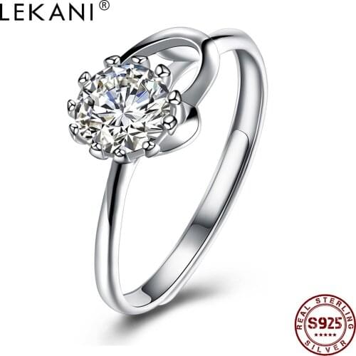 LEKANI 925 Sterling Silver Rings Women Pretty Cubic Zirconia Adjustable Anniversary Gift Ring Female Fine Jewelry Recommend