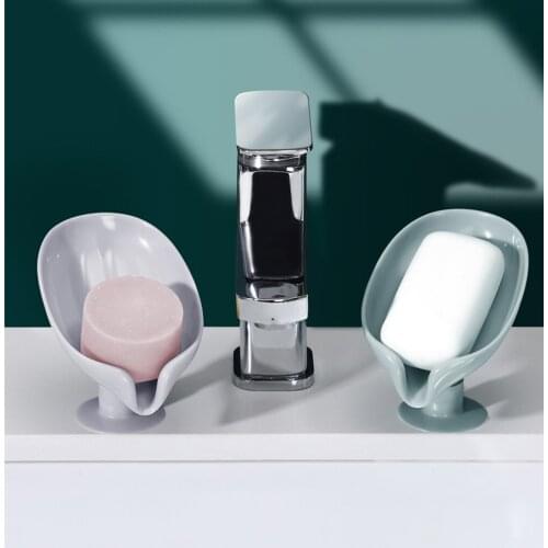 Leaf Shape Soap Box Drain Soap Holder Box Bathroom Shower Soap Holder sponge Storage Plate Tray Bathroom Supplies Bathroom Gadge