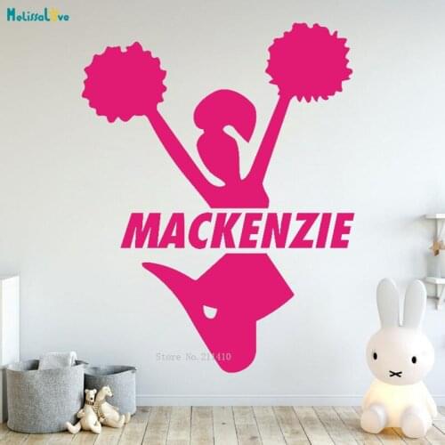 Hot Cheerleading Custom Name Dance Wall Sticker Girl Home Decor School Nursery Handmade Decals Vinyl YT3977