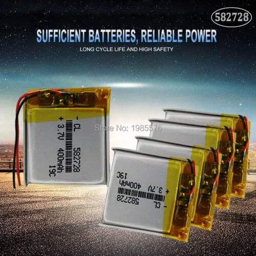 582728 3.7V 400mAh Lithium Polymer Li-Po li ion Rechargeable Battery For smartwatch GPS Bluetooth PDA speaker Lipo cell