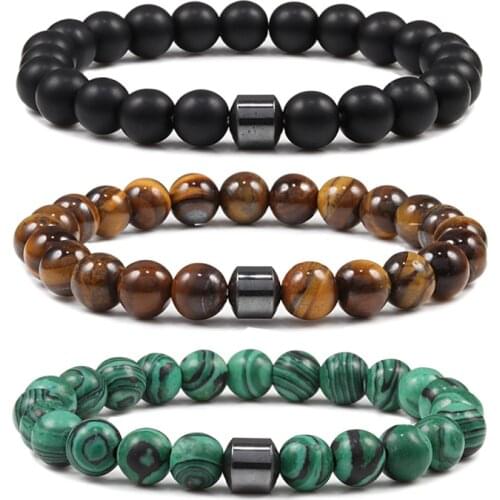 Minimalist Men Women Bracelet Natural Stone Hematite Beads Distance Bracelets & Bangles Buddha Charm Jewelry Gift Homme pulseras