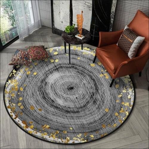 Fashion Modern Simple Home Round Carpet Black/white/gold 3D Print Carpets For Child Play Kids Computer Mat Bedroom Rug Chair For