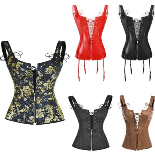 Alivila.Y Fashion Corset Womens PVC Steampunk Bustier Boned Lingeries For Women