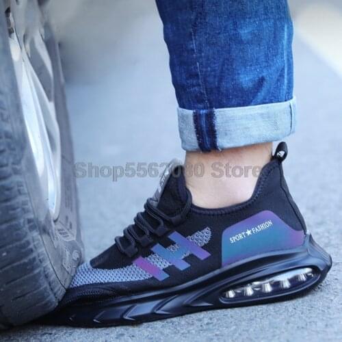 Steel Toe Shoes Men Work Safety Shoes Male Air Cushion Work Sneakers Breathable Anti-smashing Safety Work Boots Unisex Footwear