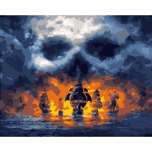 Sea mystery sailboat Scenery DIY Painting By Numbers Big Sizes Propylene Oil Painting Special Gift Art Home Decoration 60x75cm