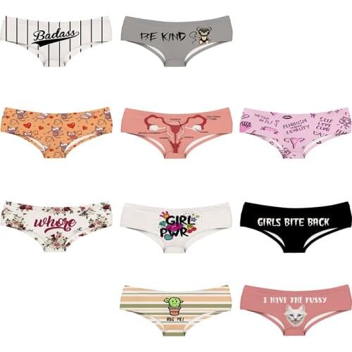 2019 New Arrived Funny Cartoon Prints Lady Panties The Chicago bulls Women Underwear Cute Little Devil Cat Woman Mid-rise Briefs