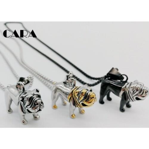 New 2 tone 316L stainless steel animal pet pendant & necklace adorable Sharpei dog necklace jewelry for men women CARA0218