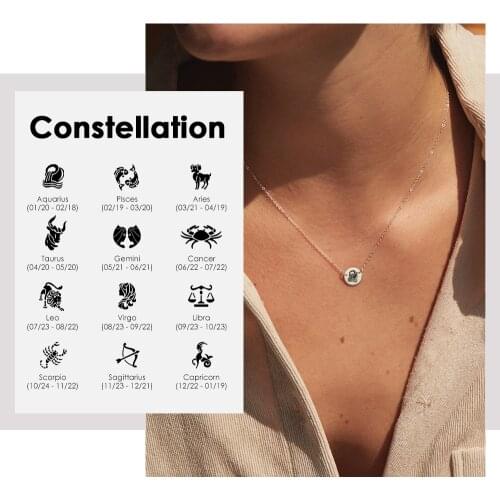 Visunion Minimalist Pattern Necklace Stainless Steel 12 Constellations Pendant Necklace Jewelry Gift Wholesale