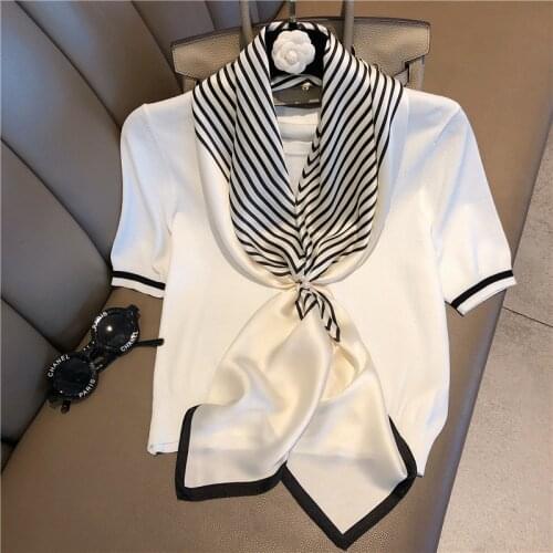 Luxury Brand Luxury Silk Scarf For Women 90*90cm Neck Hair Tie Band Bag Warp Soft Neckerchief Hijab Headscarf Female Foulard