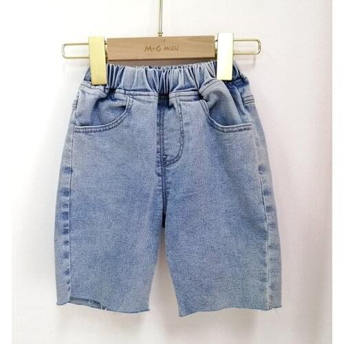 Baby Boys Shorts Leisure Loose Elastic Waist Pants for Boy Kids Denim Shorts 2 3 4 5 6 Years Toddler Child Knee Length Shorts