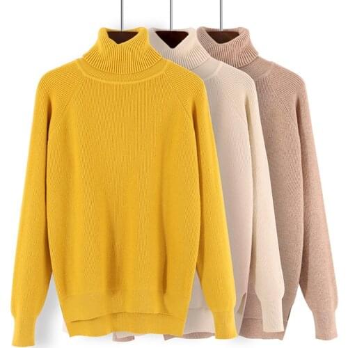 Oversize Sweater Turtleneck Thick Knitted Jumper Women Autumn Winter Solid Color Long Sleeve Pullovers Female Loose Sweaters Top