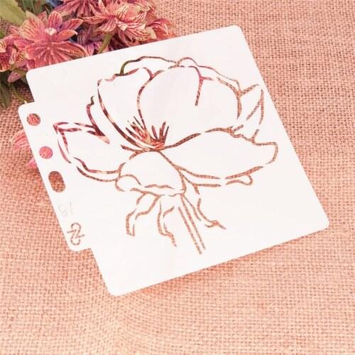 14.1*13CM Lotus shield DIY cake scrapbook stencils hollow Embellishments printing lace ruler Valentines Day Cover template