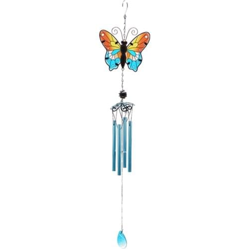 Butterfly Wind Chimes Outdoor Solar Butterfly Iron Crafts Purple For Home Decor Hanging Decorative Romantic Patio Lights