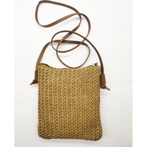 Womens Straw Small Square BagsShoulder Messenger Handbag Coin Purses Summer Casual Holiday Tote Small fresh mobile phone bag