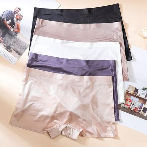 Panties for Women Nylon Boyshort Female Underwear Lingerie Mid Waist Lady Short Pants Solid color 1 pieces Sexy Ice Silk Boxer