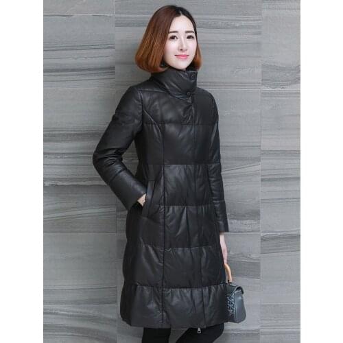 Winter Jacket Women Sheepskin Coat Genuine Leather Jacket Warm Long Down Jackets for Women Veste En Cuir Femme KJ1524