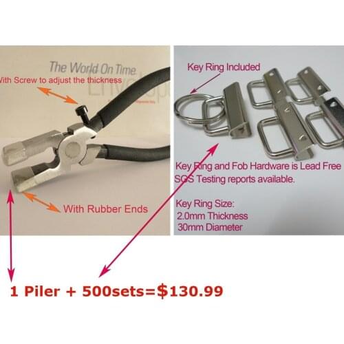 1 Key Fob Hardware Plier + 500sets 1" 25mm SILVER Color Key Fob Hardware Combo Package