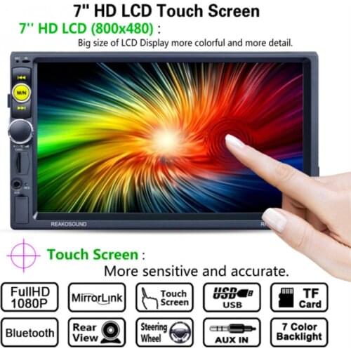 2 DIN Bluetooth In Dash HD Touch Screen Car Video Stereo Player AM/FM/RDS Radio Support Mirror Link / Aux In / Rear View Camera