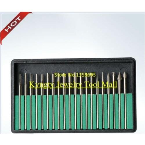 3 * 3 mm Burs Set Diamond Tool with Tungsten Carbide bur 20 pcs / box For Jewelry and Diamond Engraving Good Quality