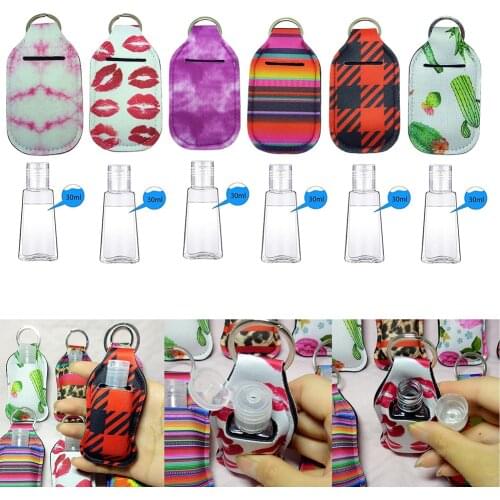 3Sets Random Color Hand Sanitizer Keychain Travel Bottle 30ml Flip Cap Reusable With Keyring Carrier Bag Pendant