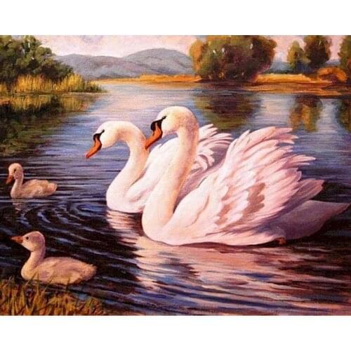 Swan 5D DIY Diamond Painting Animal Landscape Cross Stitch Kit Mosaic Diamond Embroidery Full Square Drill Home Decoration Art