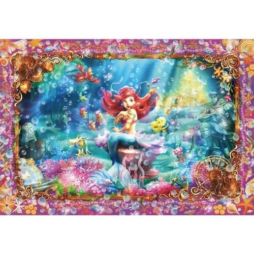 Disney Full Square 5D DIY Disney diamond painting Mermaid in the sea Diamond Embroidery Cross Stitch Mosaic Sticker Gift